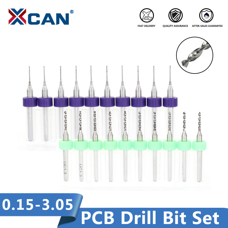 XCAN 10 stücke 0,15-3,05mm Carbied PCB Mini Bohrer Für Leiterplatte Bohren 3,175mm Schaft PCB Bohrer Set