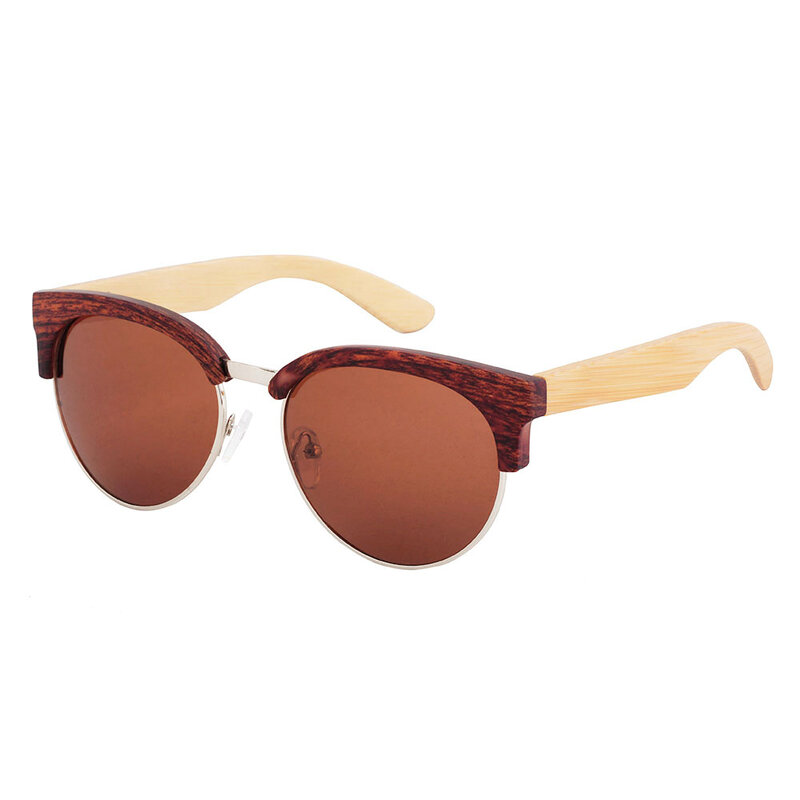 Солнцезащитные очки LONSY поляризационные для мужчин и женщин, зеркальные солнечные, в ретро стиле из бамбукового дерева, брендовые дизайнерские, для спорта