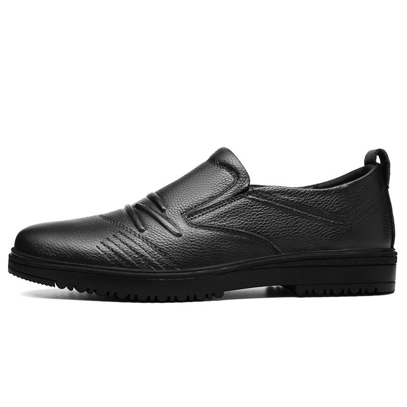 2022 new winter men's leather breathable flat casual leather shoes soft leather soft sole business lazy shoes