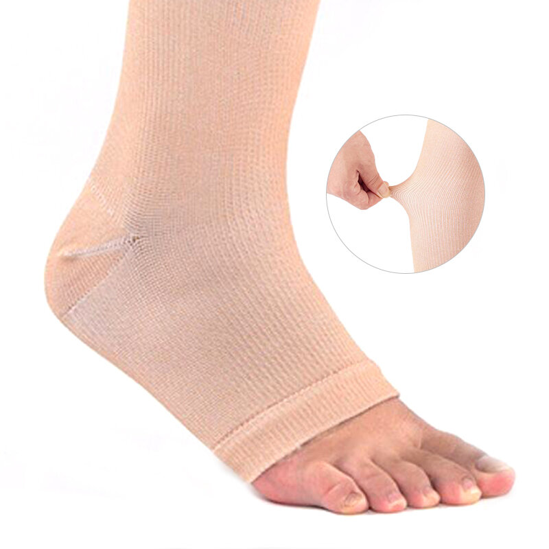 18-21mm dedo do pé aberto joelho-alta compressão médica meias varicosas veias estocagem compressão cinta envoltório shaping para mulher