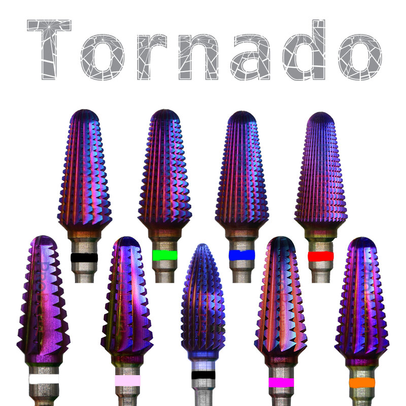 Pemotong kuku lapisan ungu karbida Tungsten Dipping akrilik Tornado alat aksesori manikur mata bor pengisi kuku