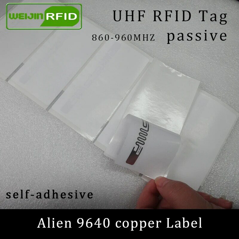 Etiqueta adesiva rfid uhf 9640, etiqueta de cobre para impressão e substituição, 915mhz 860-960mhz higgs3 epcc1g2 6csmart, etiqueta passiva rfid