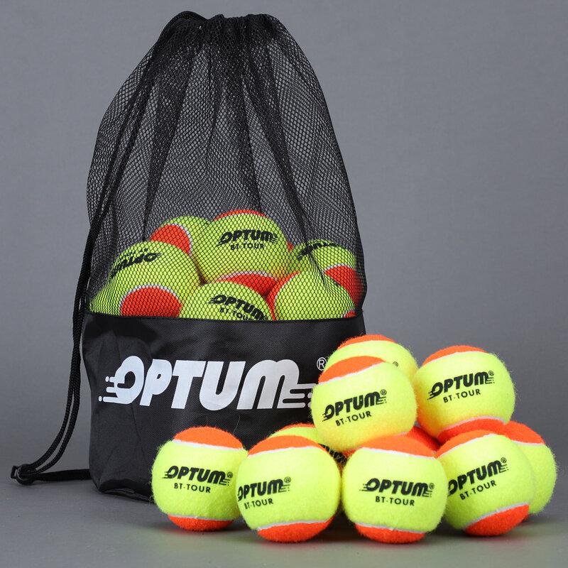 OPTUM BT-TOUR Beach Tennis Balls 50% Pressure Ball Stage 2 With Mesh Shoulder Bag - 12, 24, 36 Pack Sizes