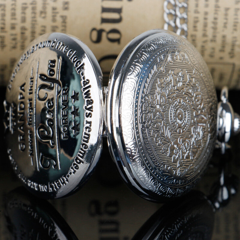 Модные кварцевые карманные часы с винтажной надписью «TO MY Granpa», мужские часы в стиле ретро с кулоном и ожерельем, антикварные карманные часы
