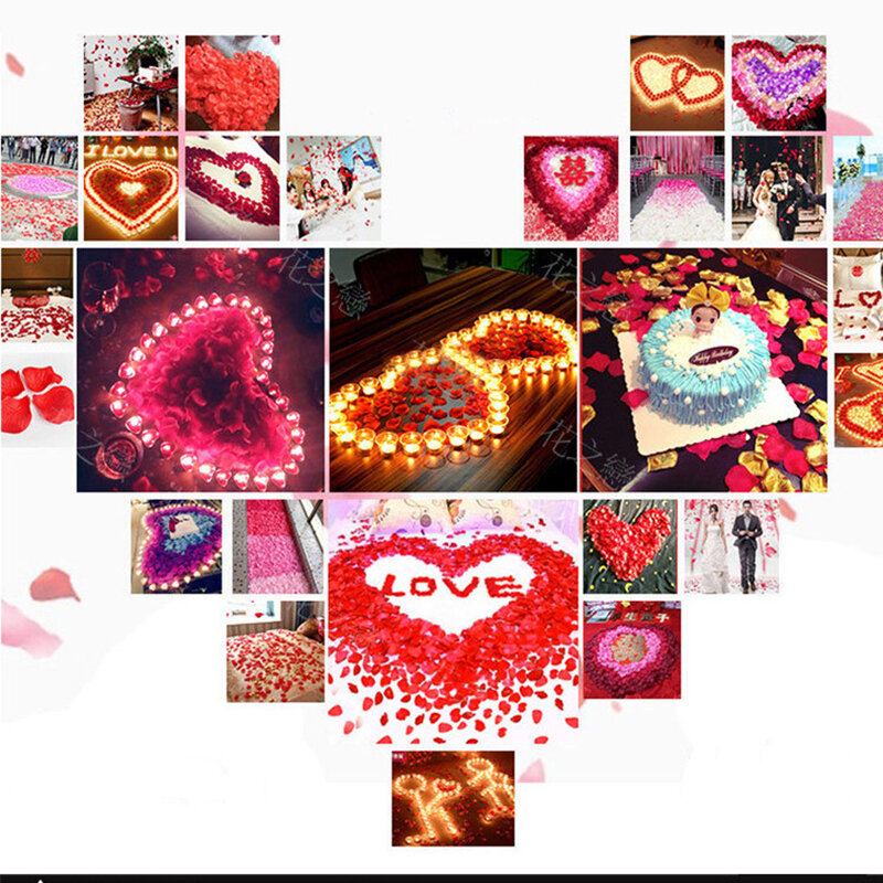 Pétalos de rosa de imitación para decoración de habitación, accesorios de boda, lluvia, 500 unidades