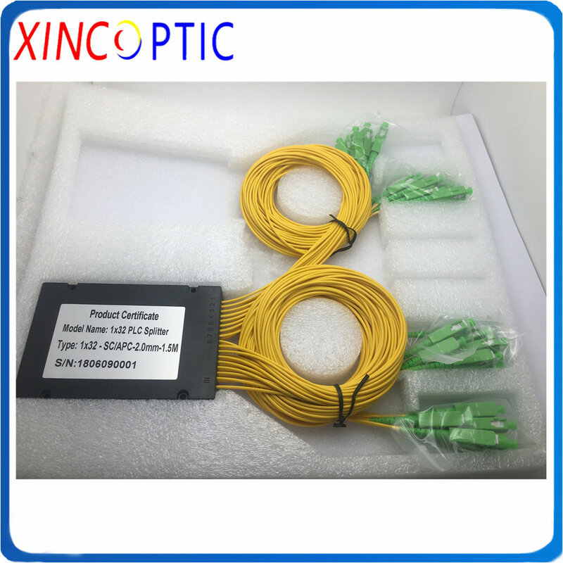 Módulo de caja ABS tipo SC/ST/FC/APC conector G657A amarillo, divisor/acoplador PLC de fibra óptica, 1x32 1M, 3,0mm