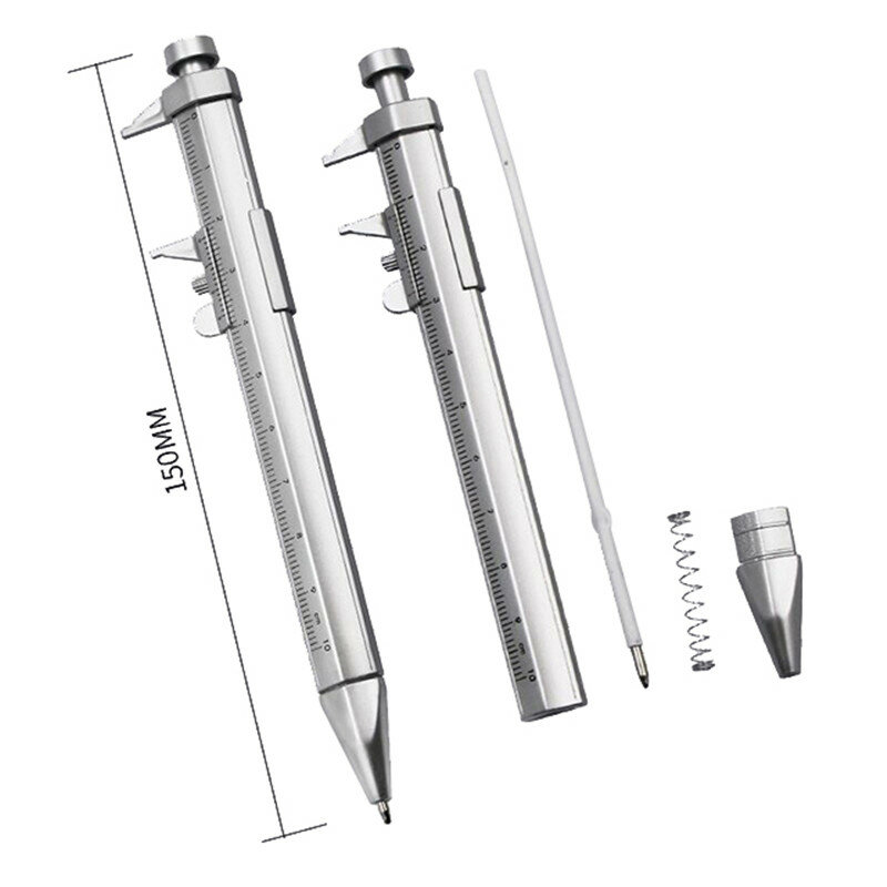 Vernier Caliper Roller Ball Pen, Multifunções Gel Ink Pen, Papelaria Ball-Point, 0,5 milímetros, transporte da gota