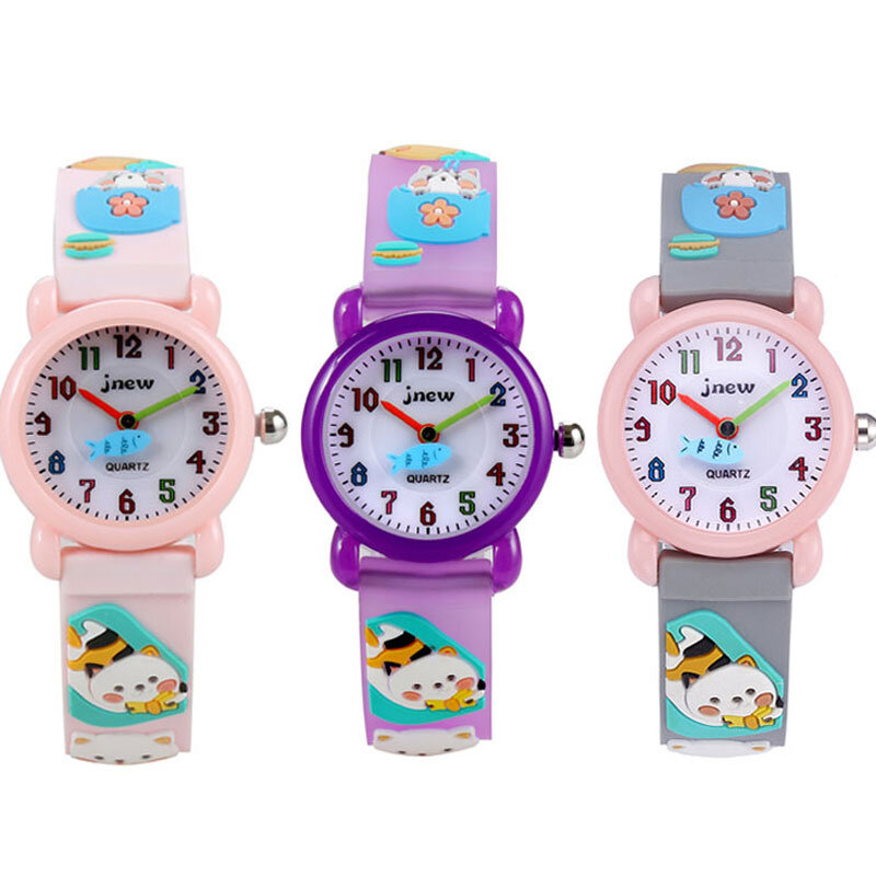 Relógio de pulso infantil de silicone, relógio de quartzo impermeável com desenhos animados do gato, para crianças, lazer, esportes, menina, menino, 2021