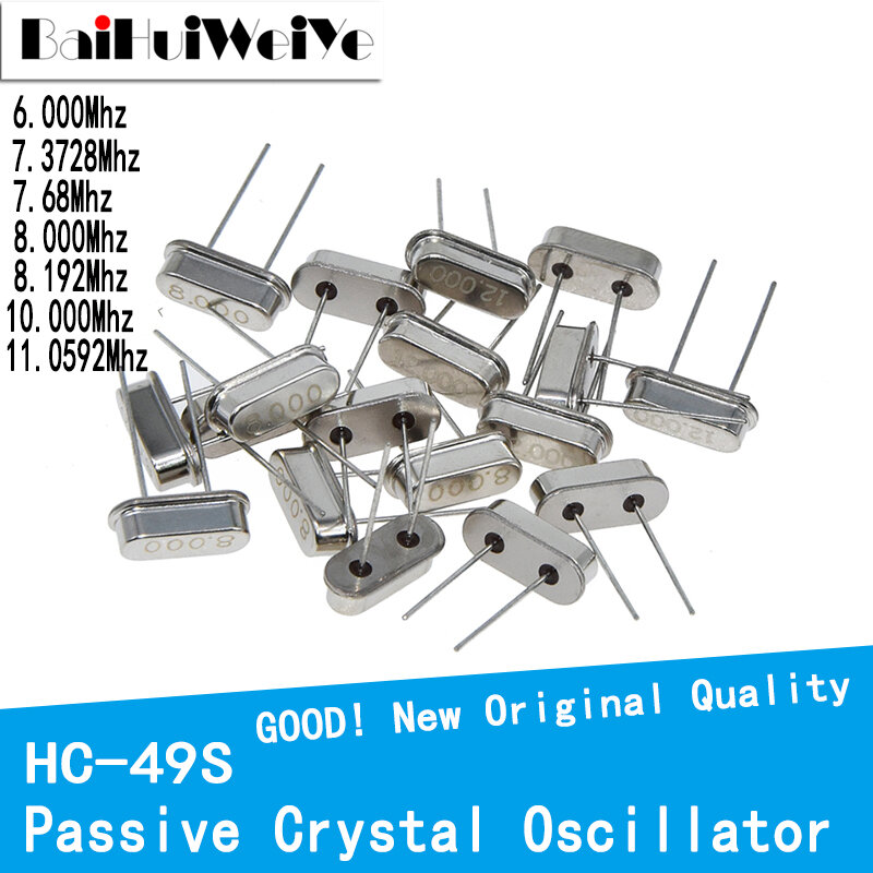 10 Buah/Banyak HC-49S Kristal Kuarsa Resonator Pasif Oscillator HC 49S 6.000Mhz 7.3728Mhz 7.68Mhz 8.000Mhz 10.000mhz 11.0592Mhz