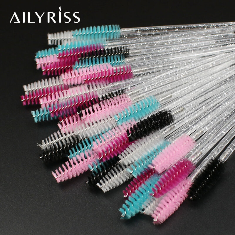 50 pçs novas chegadas escovas de cílios cabeça macia para cílios sobrancelha aplicador rímel varinha microbrush escovas de maquiagem escovas