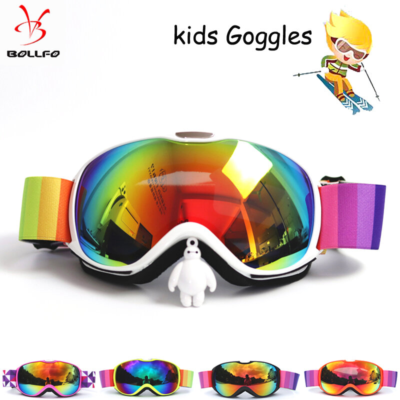 Children Ski Goggles Anti-fog Double Layer Big Spherical Skiing Glasses Kids Snowboard Winter Outdoor Sports Goggle for Age 4-14