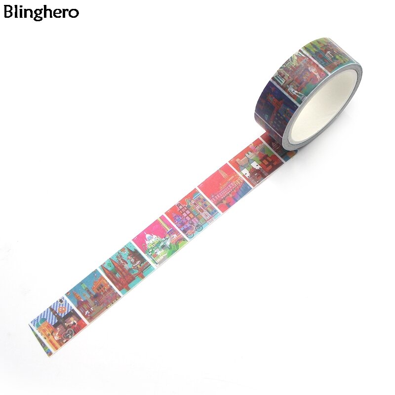 Blinghero Tourist Attractions 15mmX5m Washi Tape Masking Tape Decals Adhesive Tapes Stickers Decorative Stationery Tapes BH0025