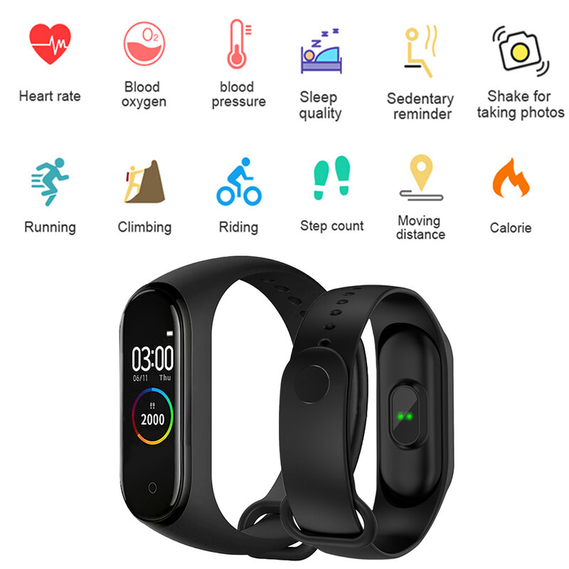 Health Wristband Smart Band 4 Fitness Tracker Heart Rate Blood Pressure Monitor Smartband for  huaiwei android ios 2020