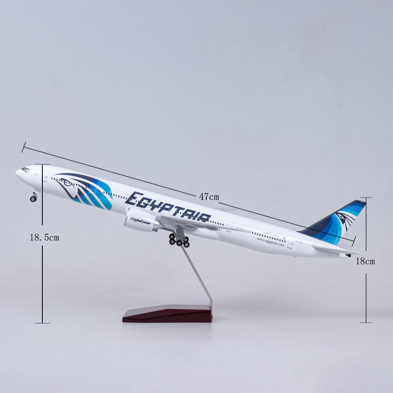 Jason tutu 47cm egito ar boeing 777 avião modelo aeronave 1/160 escala diecast resina luz e roda avião dropshipping