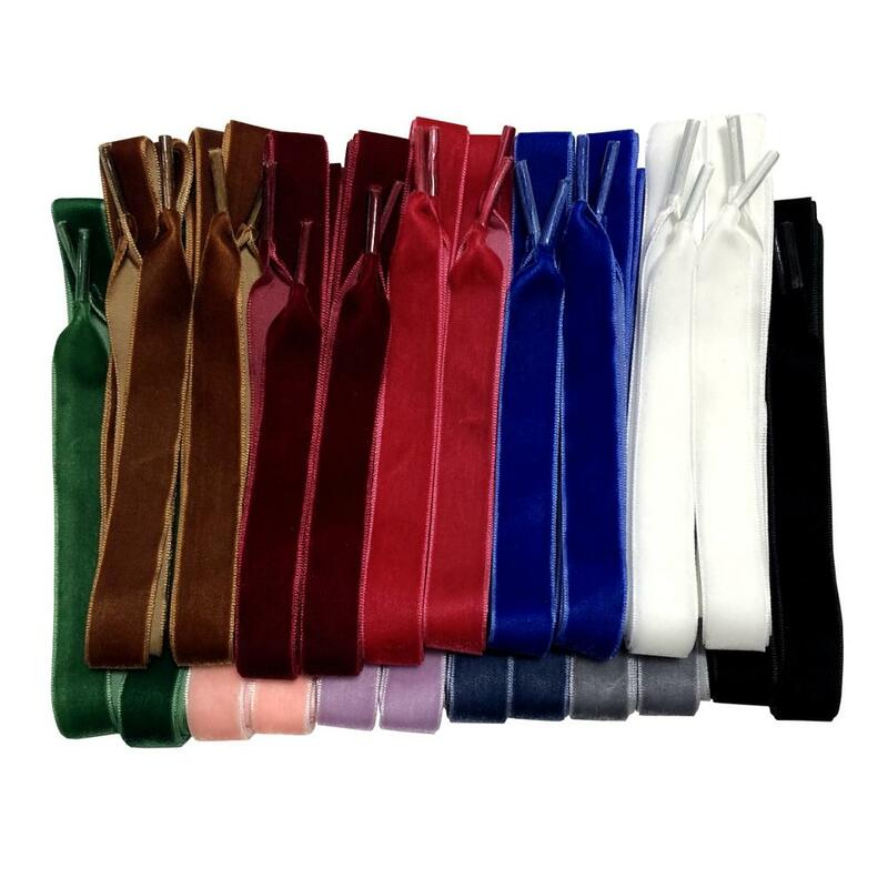 벨벳 신발 부츠 레이스, 다양한 색상, 넓은 플랫 리본 신발끈, 1.6 cm, 100 - 140 cm