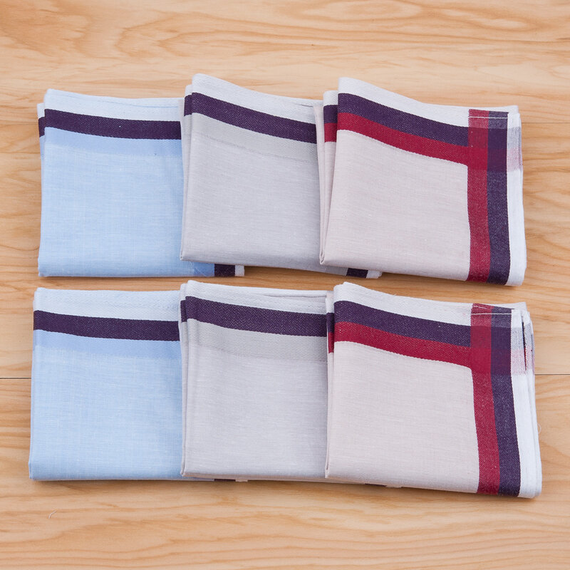 12 PCs Fashion Square Cotton Lattice Handkerchief For Men The New Year Gift For Gentlmen