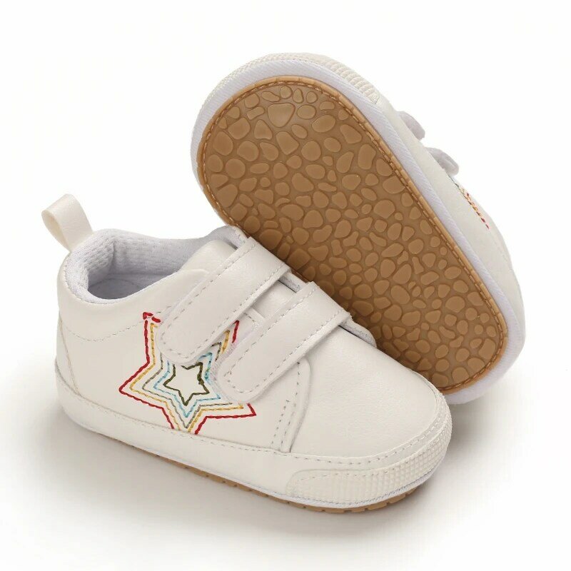 Туфли для новорожденных, ПУ кожа, повседневная обувь, Мокасины, Нескользящие, классические, для начинающих ходить детей