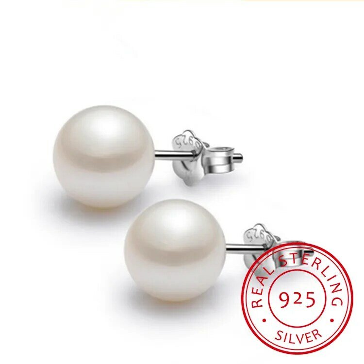 925 Sterling Silver Jewelry Natural Oblate Pearl Earrings Jewelry For Women 6-8-10mm Freshwater Simple Pearl earring
