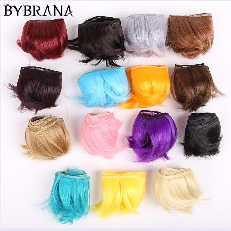 Bybrana-peluca BJD de pelo rojo y negro, peluca SD DIY para muñecas, 5cm x 100cm