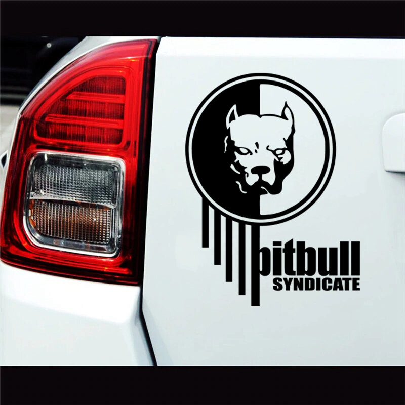Pegatina de vinilo para coche, calcomanía divertida de Pit bull, color blanco/Negro, impermeable, parachoques de camión, # CS-517