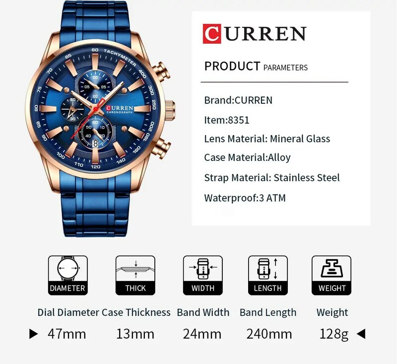 Curren 8351 часы мужские водонепроницаемые повседневные спортивные мужские часы кварцевые мужские деловые наручные часы хронограф Relogio Masculino Новинка