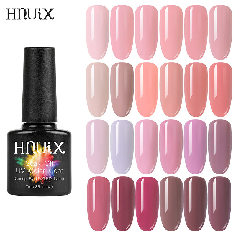 Hnuix 7ml pintura gel verniz cor-de-rosa cores gel unha polonês conjunto para diy manicure base superior casaco hybird design do prego arte primer