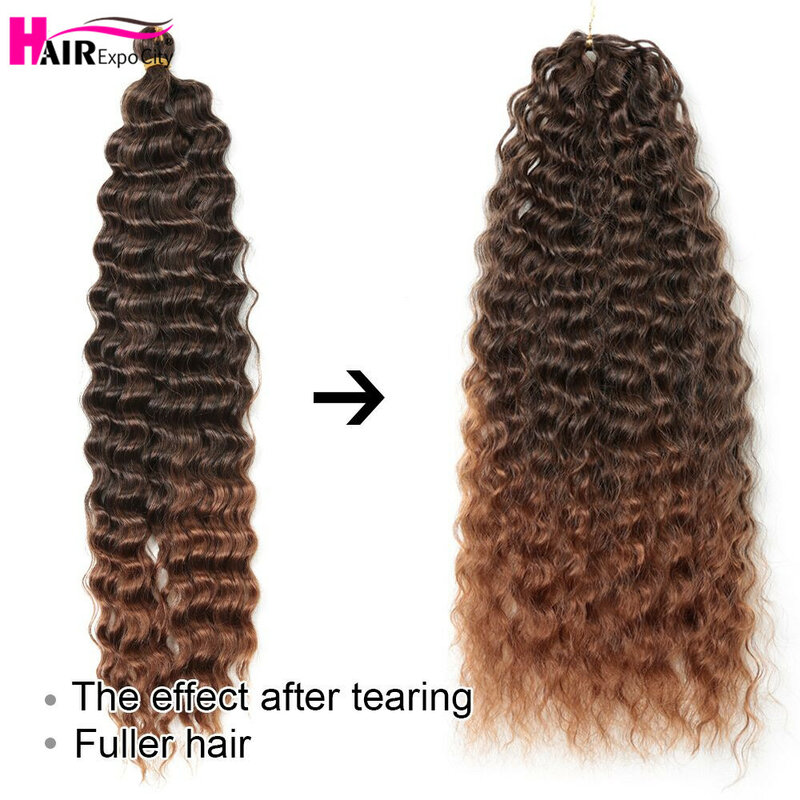 22-28 Inch Deep Wave Twist Crochet Hair Natural Synthetic Braid Hair Afro Curls Ombre Braiding Hair Extensions Hair Expo City
