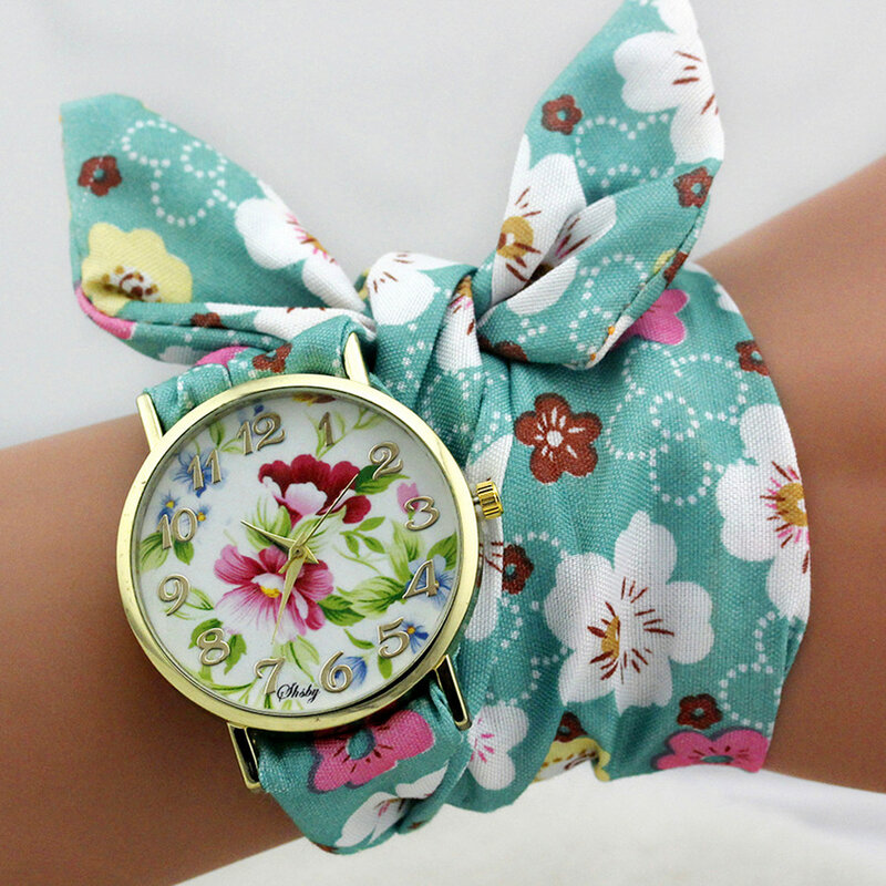 Shsby Design Ladies Flower Cloth orologio da polso oro moda donna abito orologi orologio in tessuto di alta qualità orologio dolce per ragazze