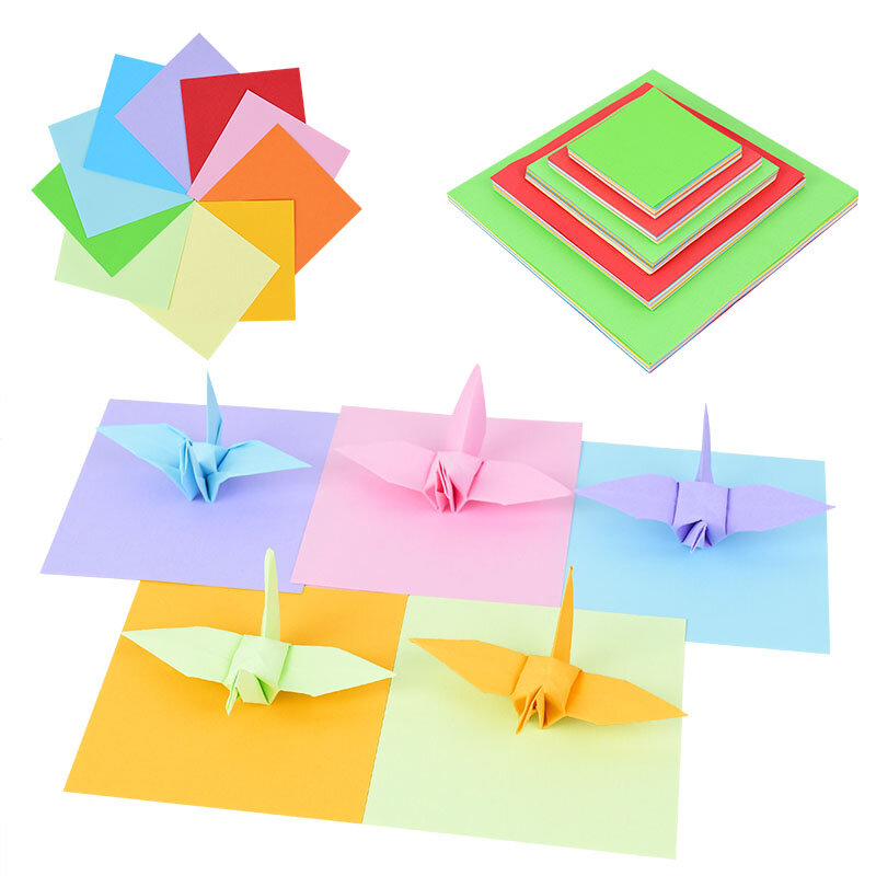 100 Chiếc Origami Giấy Vuông 2 Mặt Gấp May Mắn Chúc Giấy Cần Trục Thủ Công Tự Làm Nhiều Màu Sắc Thêu Sò 8x 8/10x1 0/12x1 2/15x15cm