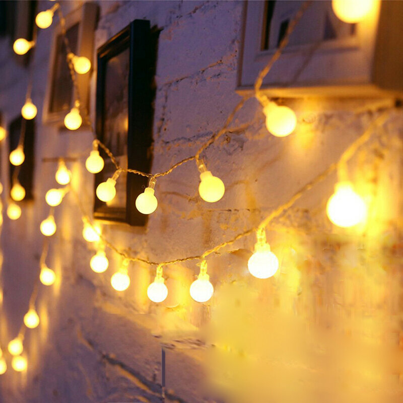 Daya Baterai AA Bola LED Karangan Bunga Lampu Tali Peri Tahan Air Luar Ruangan Lampu Natal Liburan Pesta Pernikahan Dekorasi