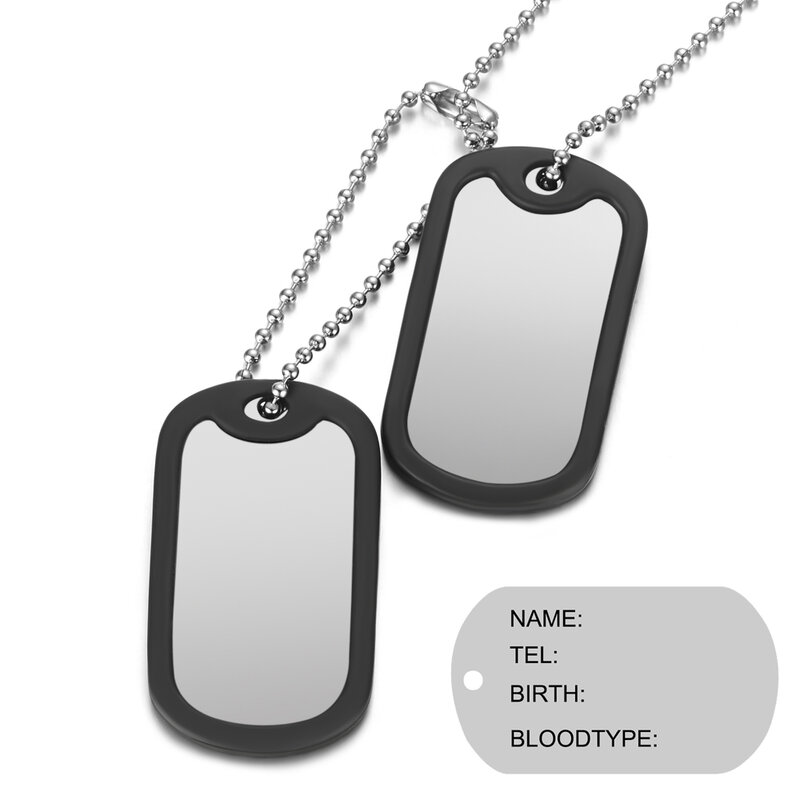 Personalized Necklaces DIY Stainless Steel Dog Army Tag Custom Engraved Name ID Photo Pendants Long Chain Military Style Jewelry