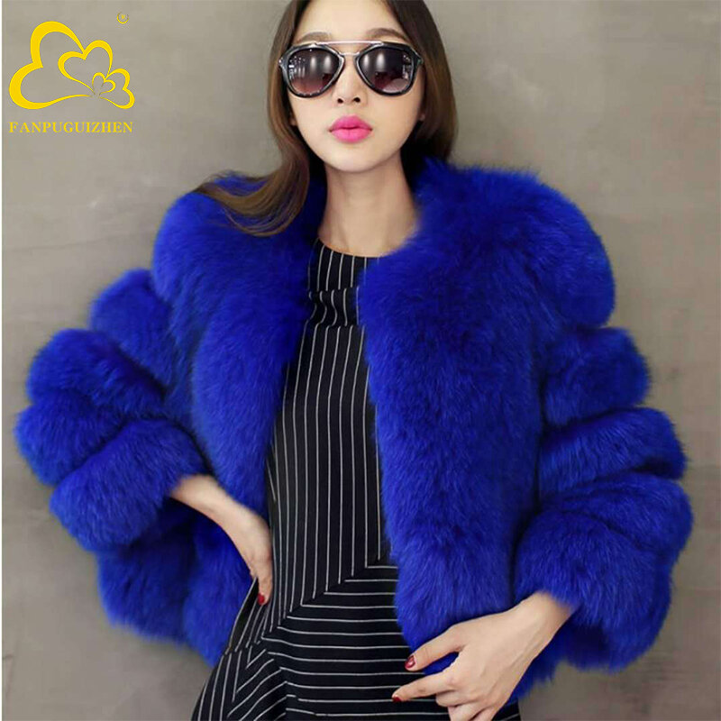Faux Fox Fur Coat for Women, Casual Warm Overcoat, Female Jacket, Plus Size, Autumn and Winter Fashion