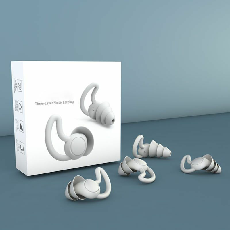 1 쌍 2/3 레이어 소프트 실리콘 귀마개 테이퍼 소음 감소 귀마개 방음 귀 보호기, 부드러운 실리콘 귀마개