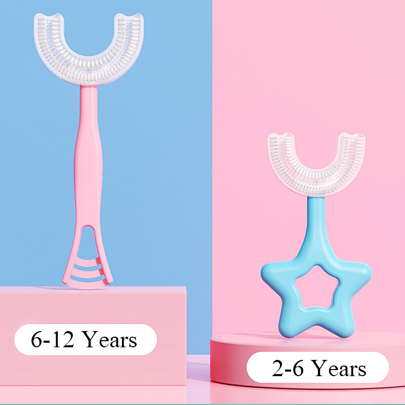 Brosses à dents en Silicone pour enfants, soins buccaux pour bébés de 2 à 12 ans, mignonnes en forme de U, pour garçons et filles
