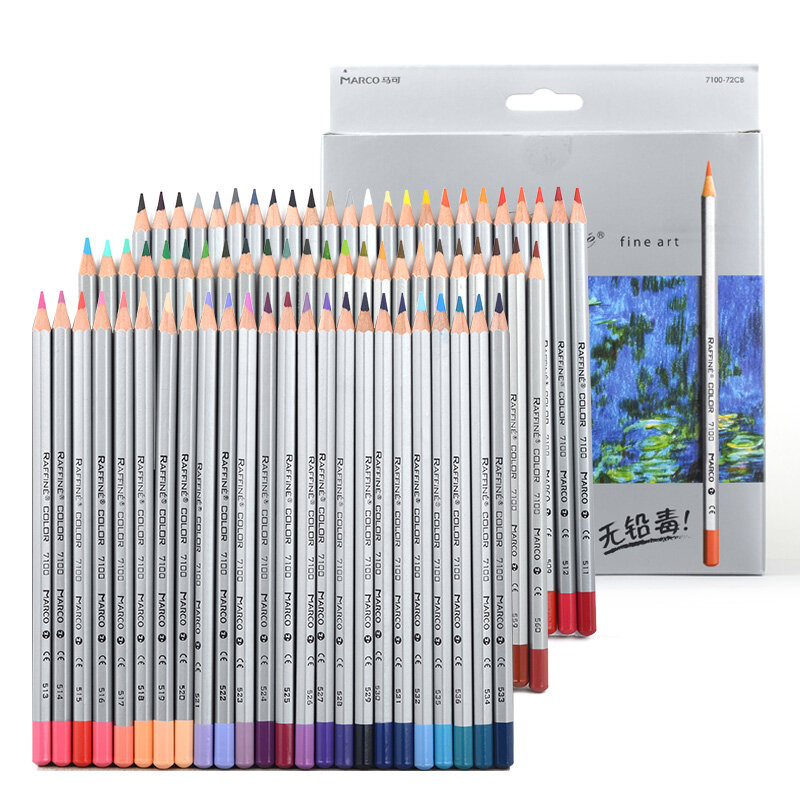 Marco-Juego de lápices de colores para dibujo, material de papelería para escribir y pintar, 24/36/7100 colores, 48/72