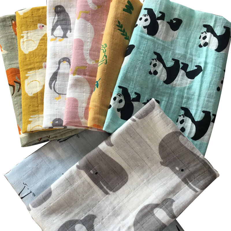 Mantas de algodón orgánico suave para bebé recién nacido, Baberos de bambú, muselina, envoltura de alimentación, toalla Burpy, bufanda, pañal grande, novedad