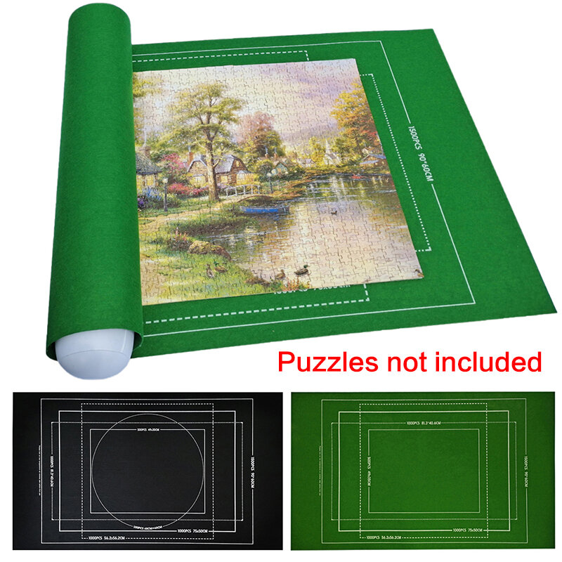 Tikar Puzzle Jigsaw Roll Felt Tikar Bermain Tikar Puzzle Selimut untuk Hingga 1500/2000/3000 Buah Aksesoris Puzzle