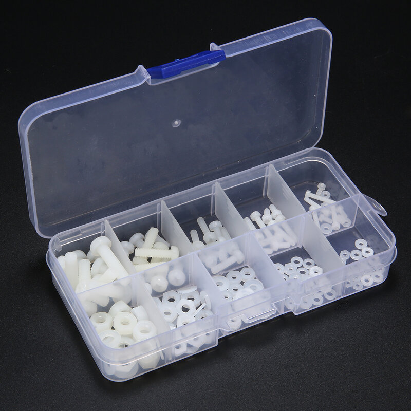 Kit d'écrous de blocage en Nylon blanc, 150 pièces, vis hexagonales M2 M2, 5 M3 M4 M5 avec boîte en plastique, résistant à la Corrosion