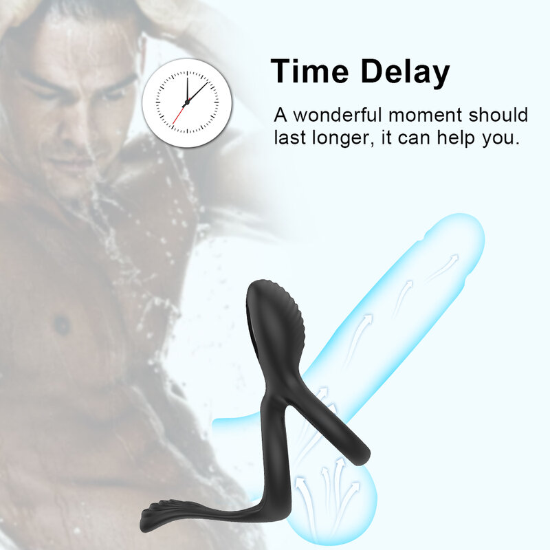 Wireless Remote Control Cockring Vibrator Clitoris Stimulation Sleeve for Penis Ring  Sex Toys for Men Male Chastity Cock Rings
