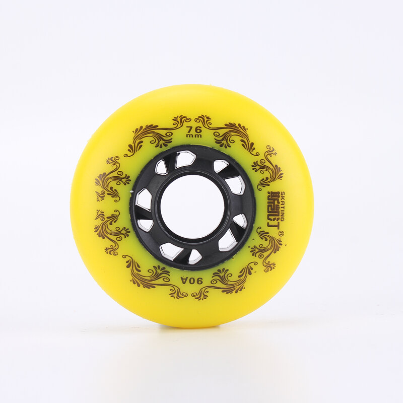 8 peças branco/amarelo inline patins rodas 90a freestyle durável pneu 72mm 76mm 80mm roller skate seba substituir roda blading