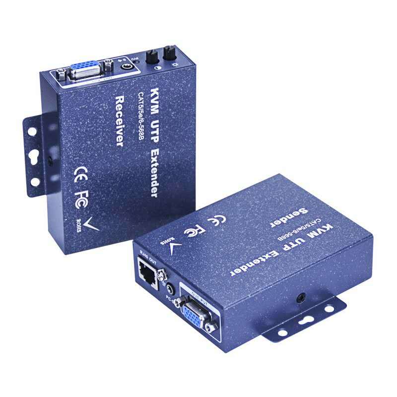 Extension VGA UTP KVM vers câble Ethernet cat5/6, 100m/200m/300m, une paire
