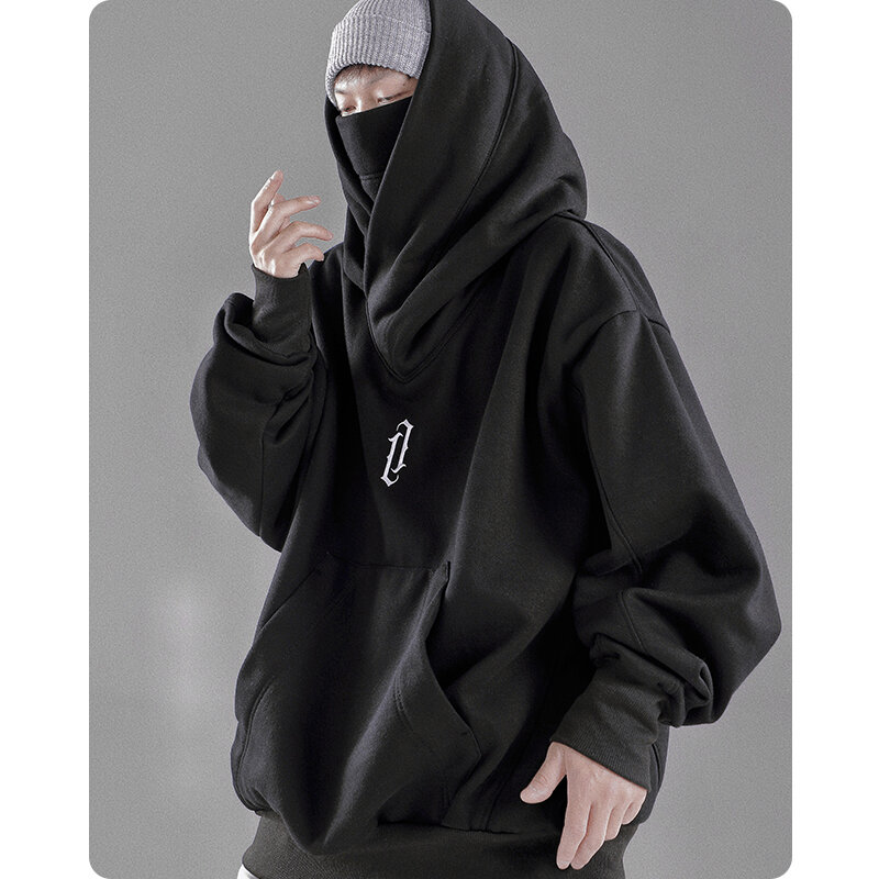 Outono inverno gola alta hoodie solto roupas masculinas confortáveis harajuku hiphop streetwear velo com capuz moletom oversize