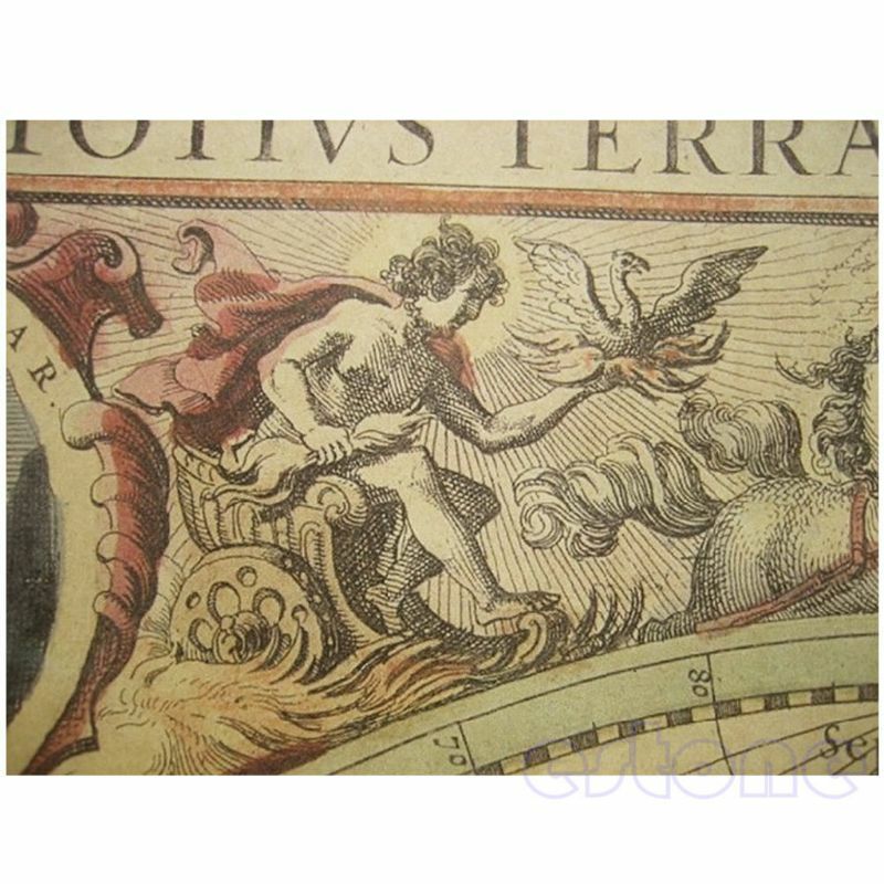 Affiche rétro Vintage carte du monde, vieux Globe, en papier brun mat, décoration de maison, 71x50cm, D5QC