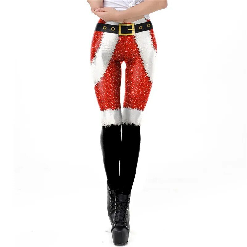 Leggings de Natal elásticos femininos, leggings de treino ativo, calça de ginástica, Natal casual, estampa neve alces, fino, venda quente
