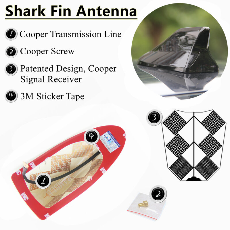 Antena de barbatana de tubarão ramble, acessórios para antena de teto, cobertura de sinal de rádio, barbatana de tubarão para toyota dourada