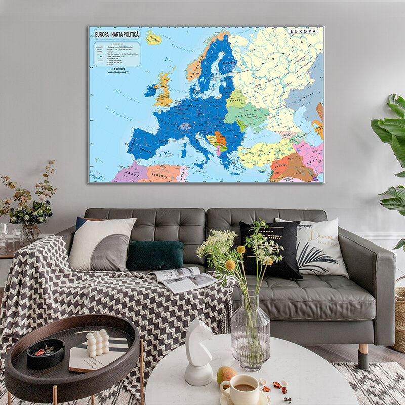 225*150 سنتيمتر الرومانية خريطة أوروبا غير المنسوجة كبيرة أوروبا خريطة اللوحة جدار صورة فنية ديكور غرفة المنزل المدرسة