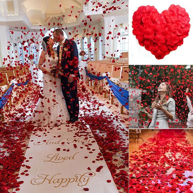 Pétalas de rosas de casamento, 500 peças, acessórios de simulação de pétalas de rosas, decoração de sala de casamento, chuva,