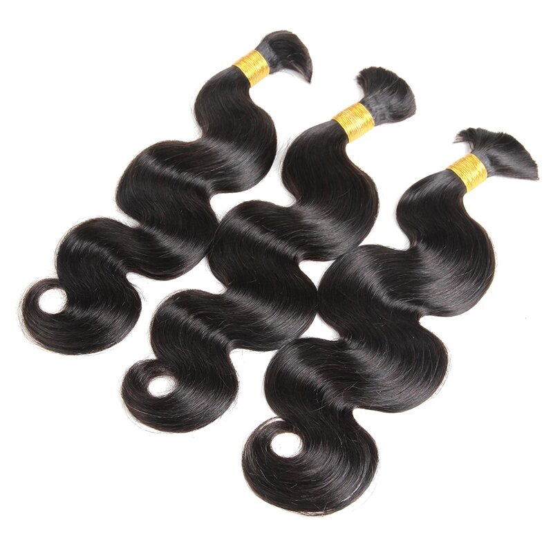 Extensões de cabelo a granel remy brasileiro 100g onda do corpo cabelo a granel para trança nenhuma trança trança do cabelo de remy bulks para preto