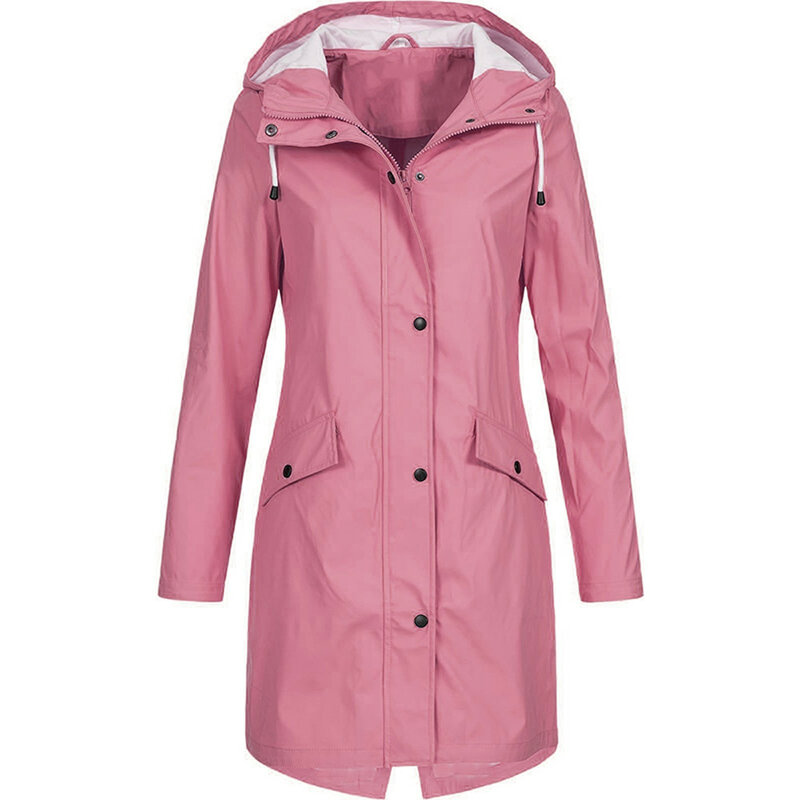 Mulher caminhadas roupas capa de chuva senhora blusão cor sólida trench coat com capuz outerwear 2020 feminino montanhas