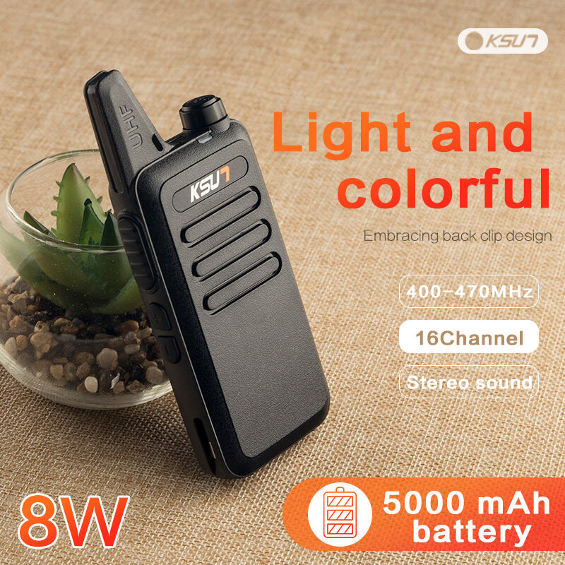 KSUN-Mini walkie-talkie de dos vías, radio UHF 400-470MHz, 16 canales, 2 unids/lote